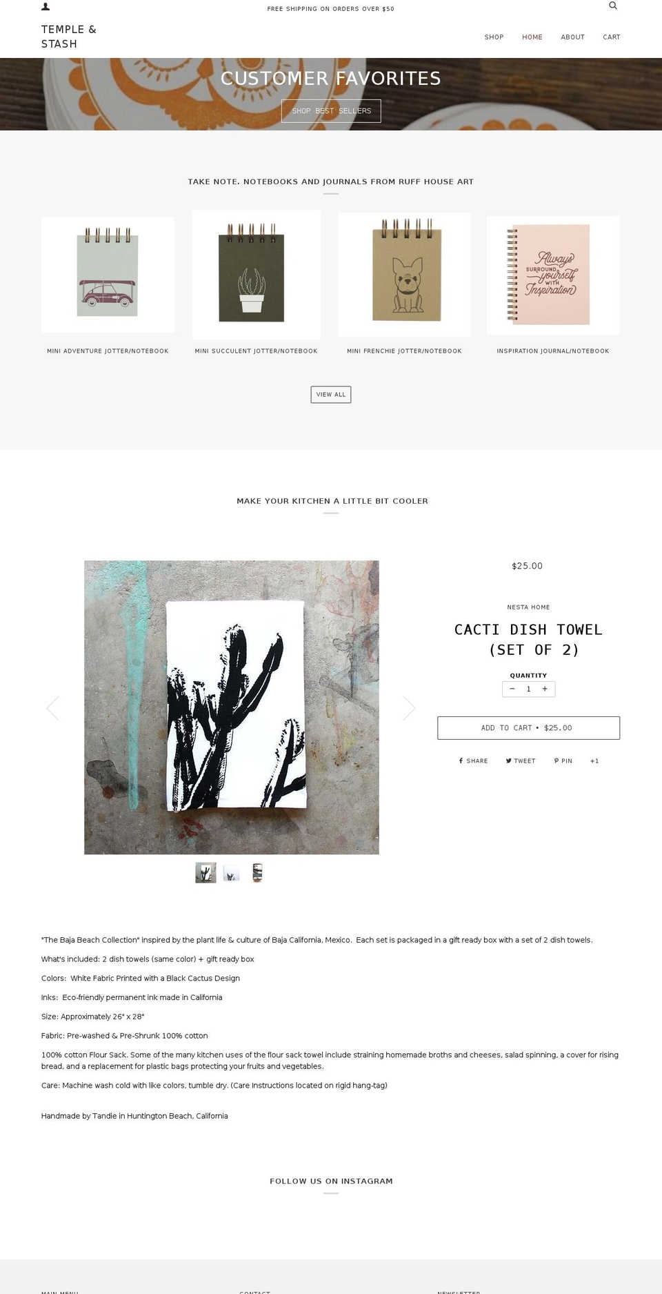 templeandstash.com shopify website screenshot