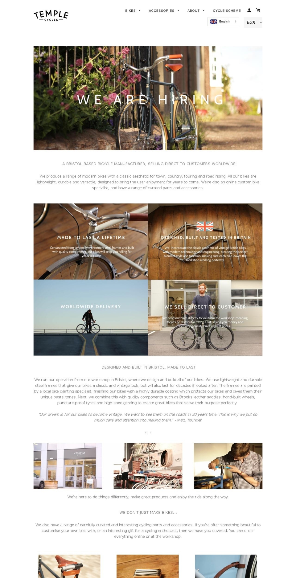 Templemain Shopify theme site example templecycles.co.uk