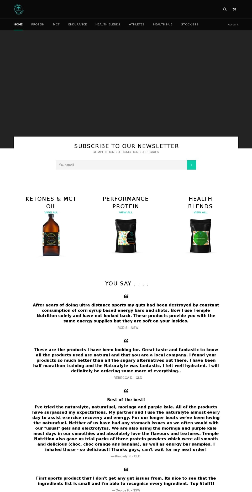 templenutrition.com.au shopify website screenshot