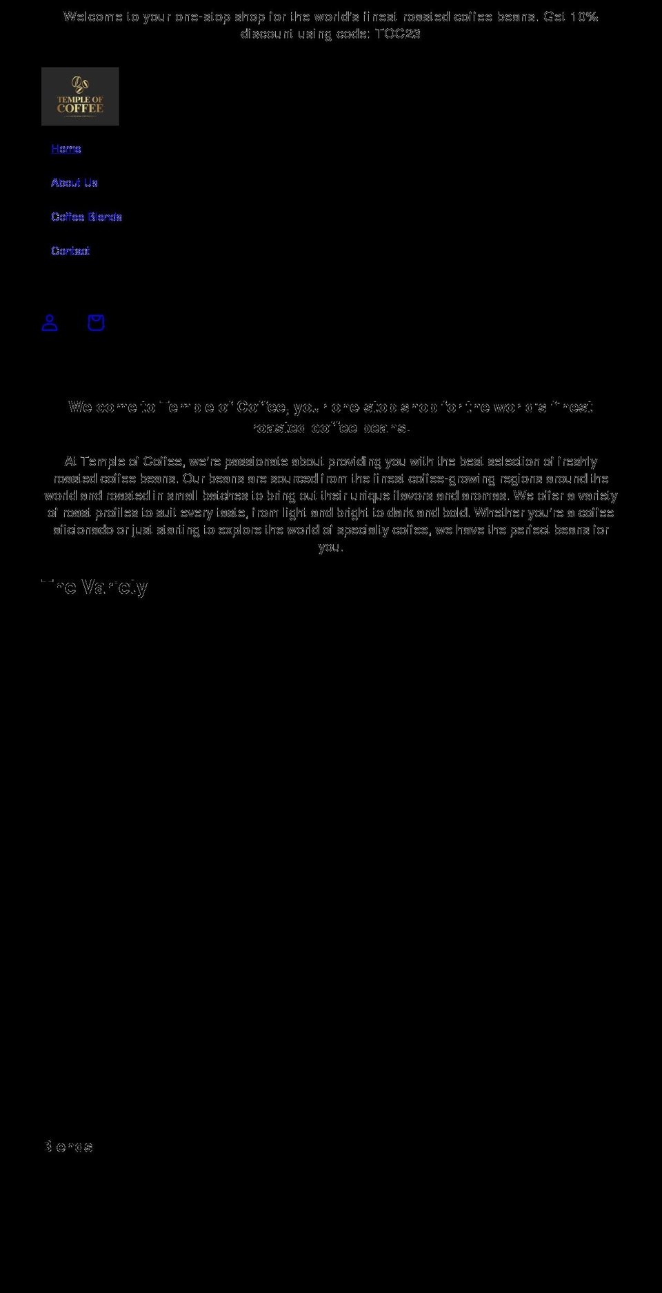 templeofcoffee.com shopify website screenshot