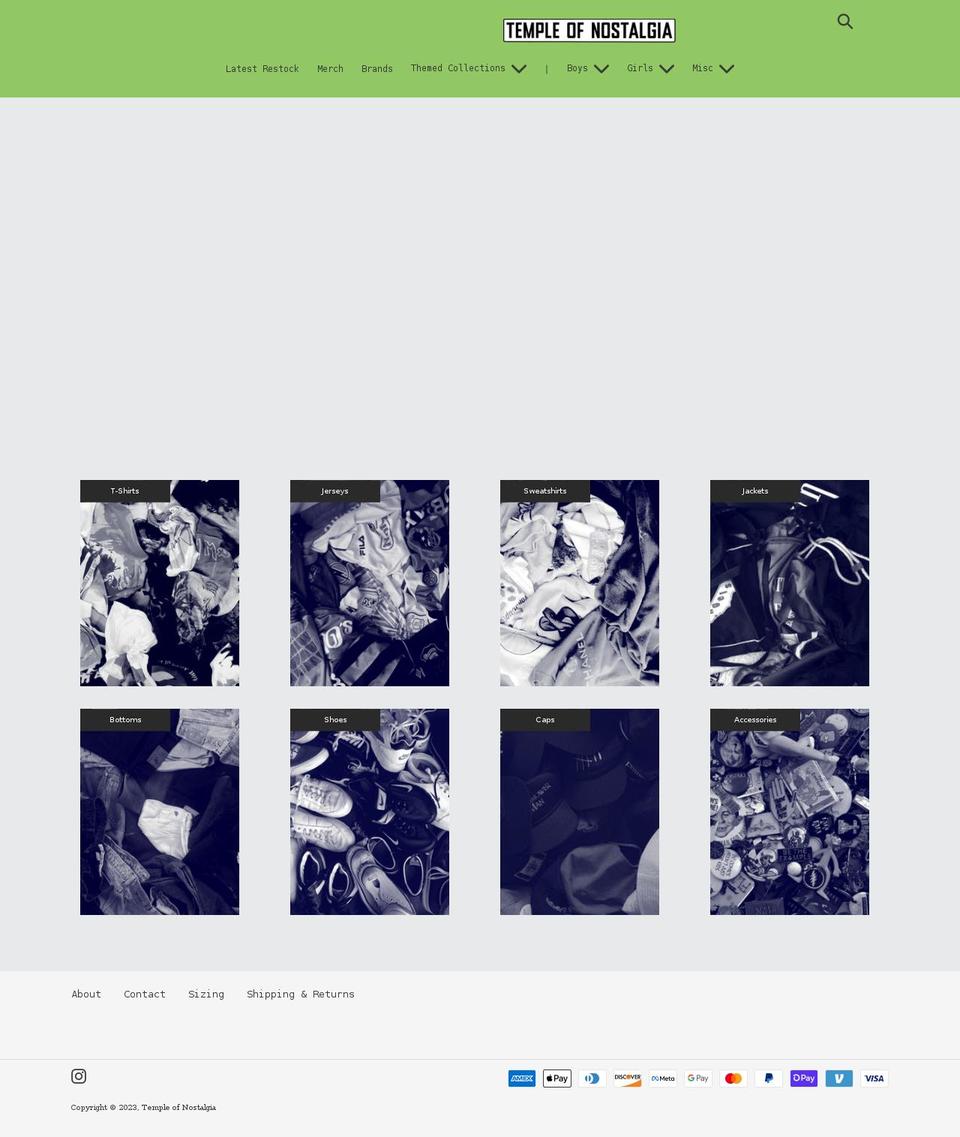 templeofnostalgia.com shopify website screenshot