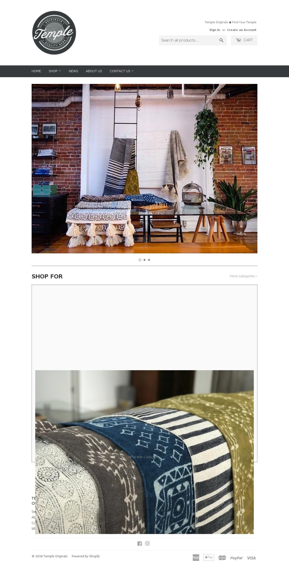 templeoriginals.com — Shopify storefront screenshot