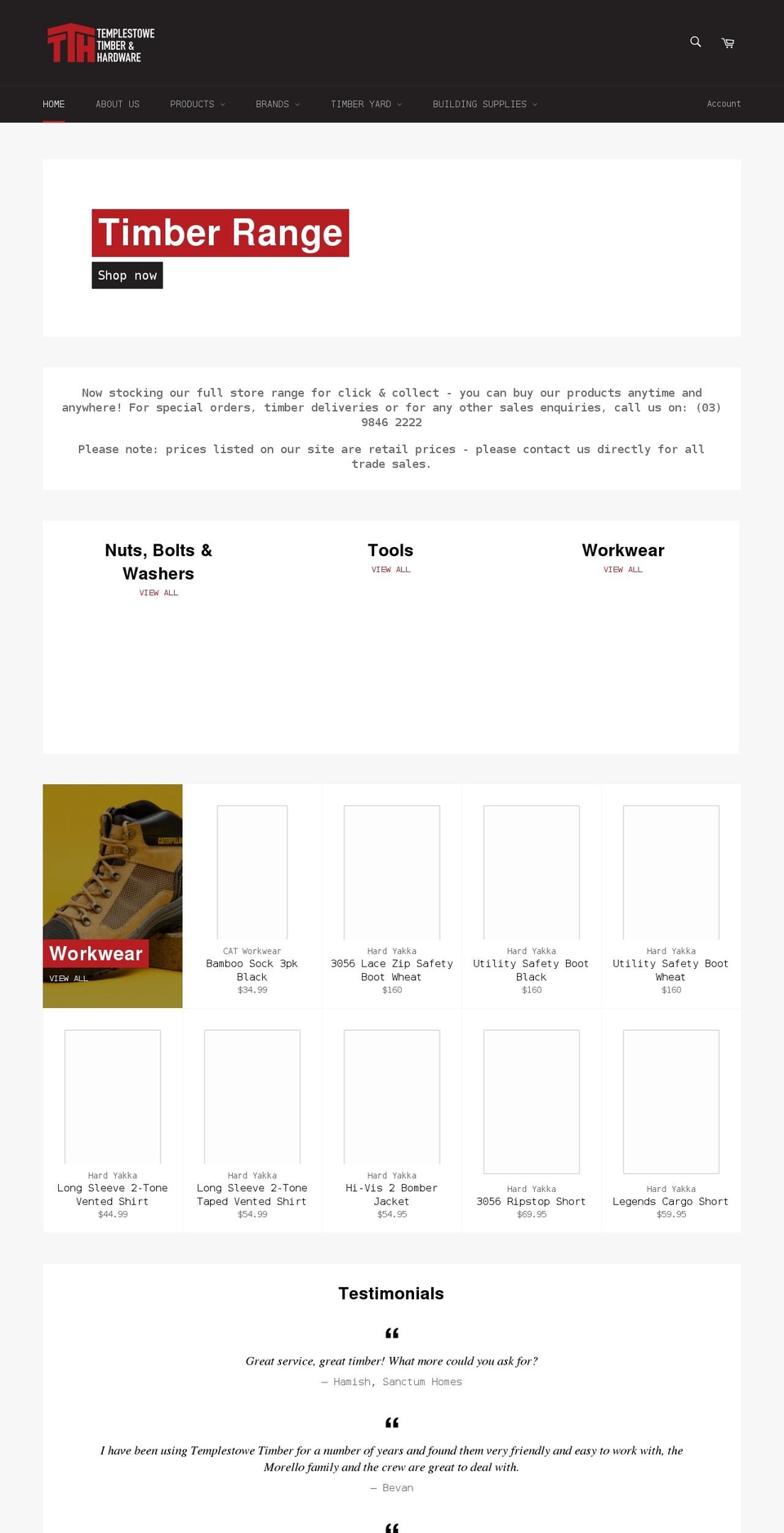 templestowetimber.com.au shopify website screenshot