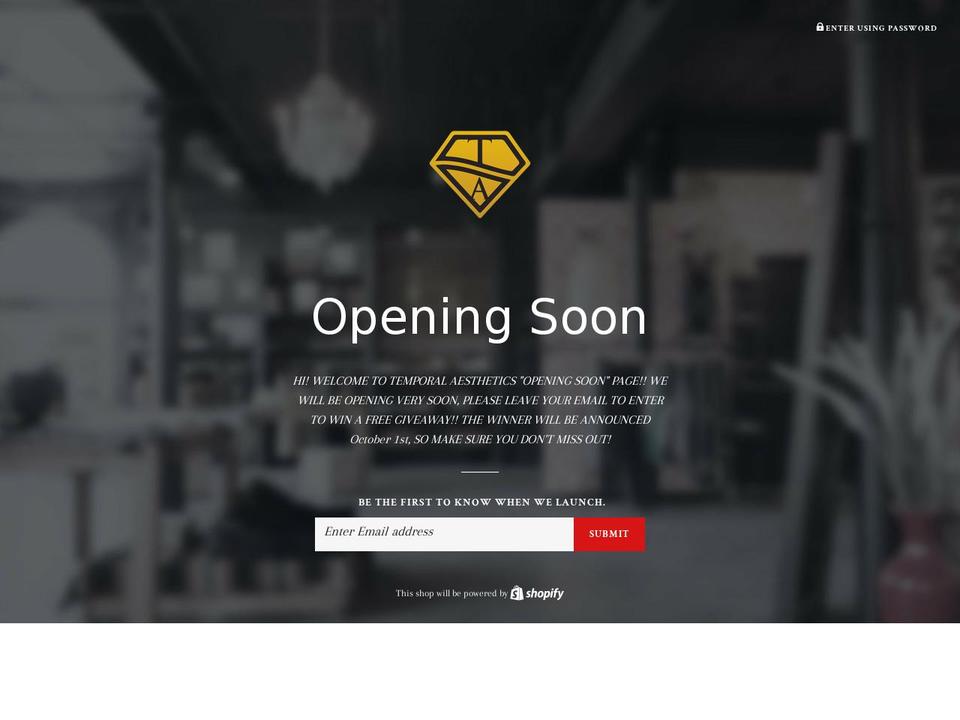 temporalaesthetics.com — Shopify storefront screenshot