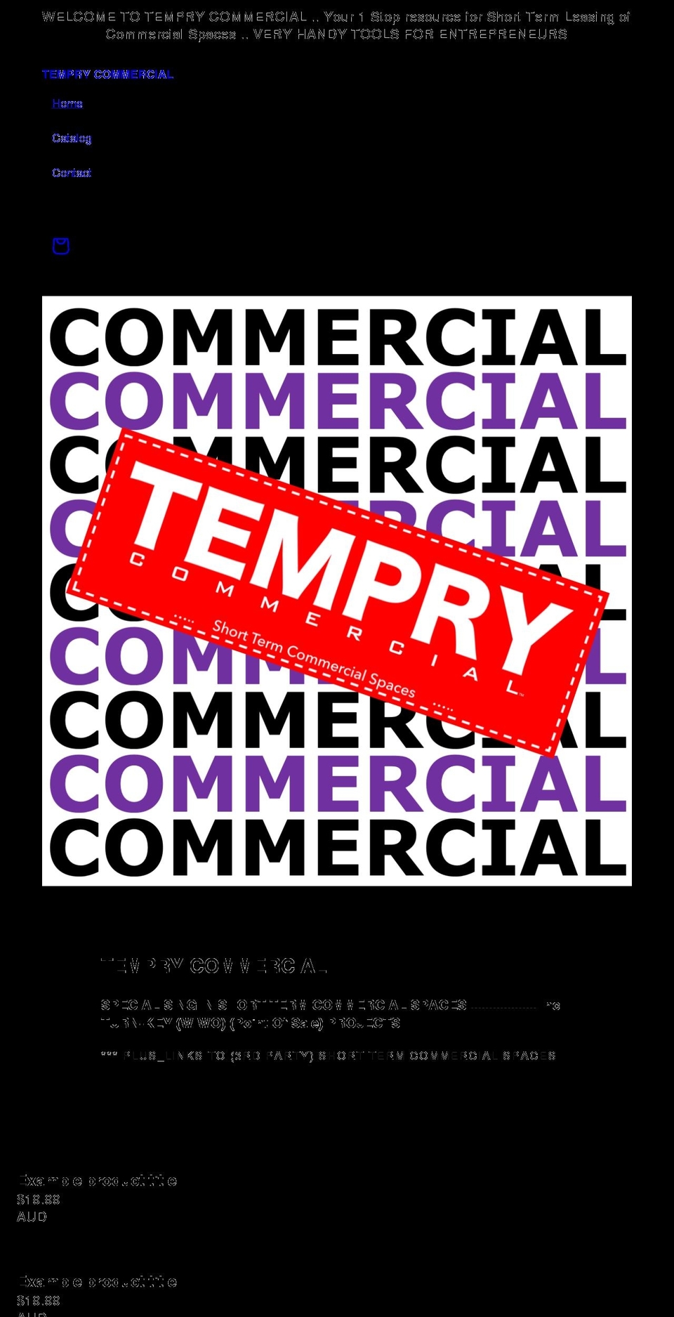 temprycommercial.com shopify website screenshot