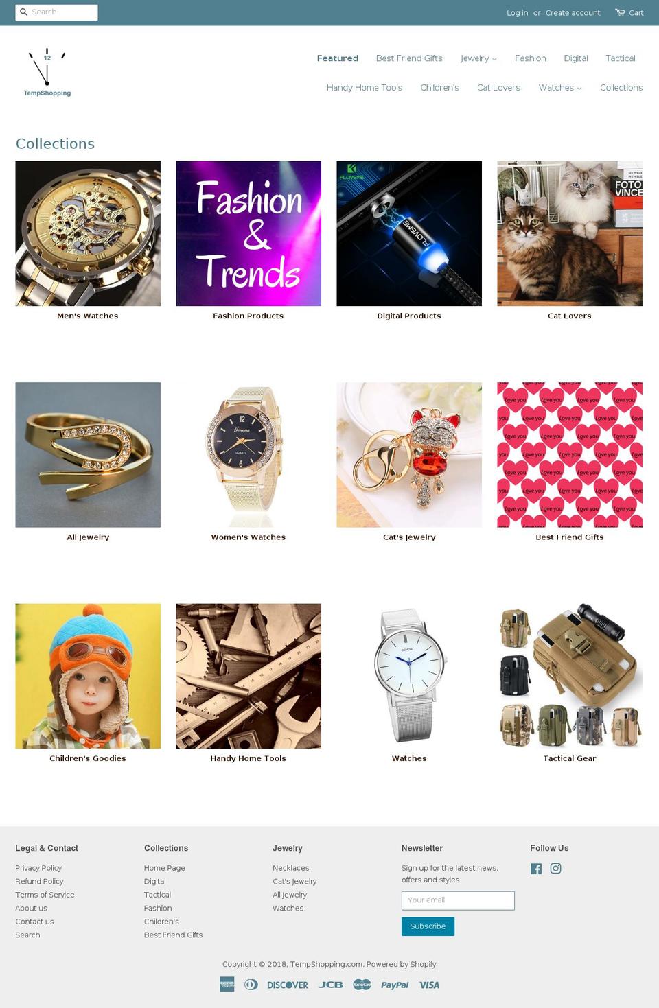 tempshopping.com shopify website screenshot
