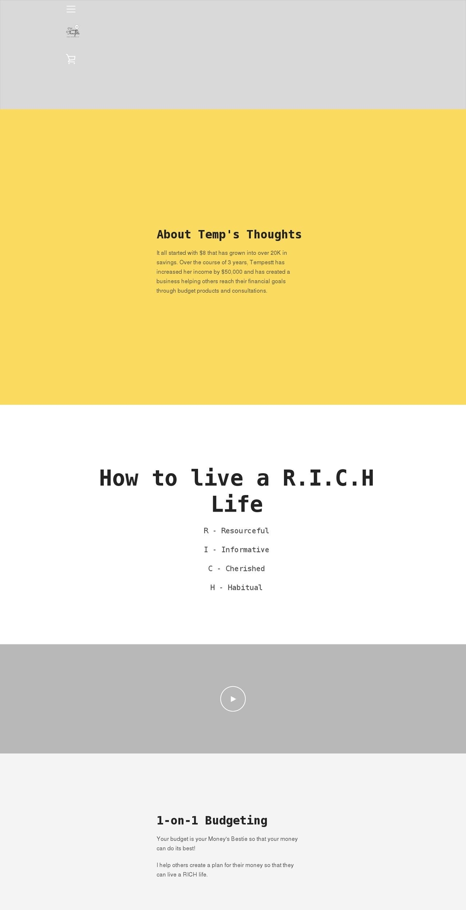 tempthoughts.com shopify website screenshot