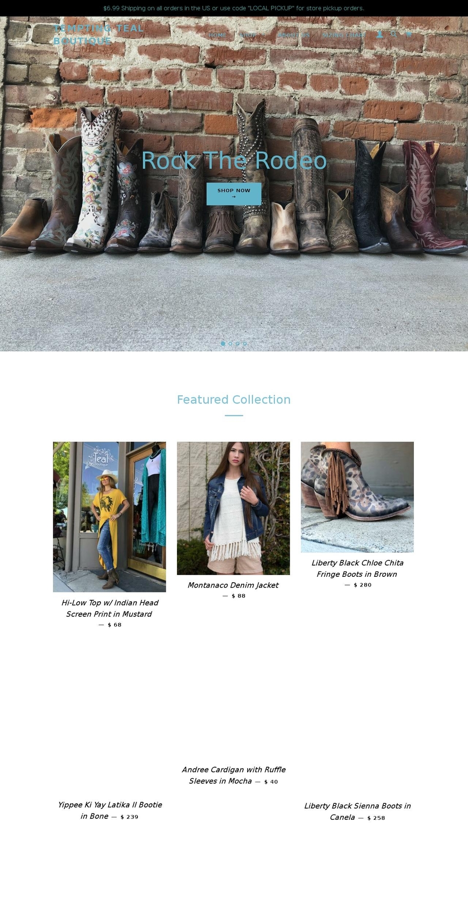 temptingtealboutique.com shopify website screenshot