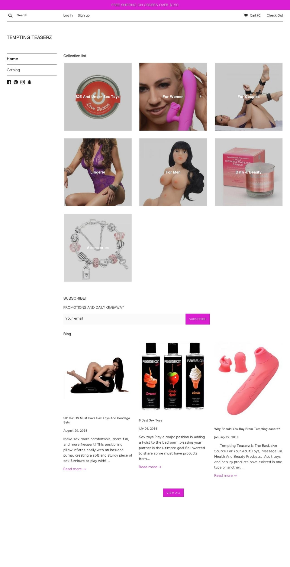 temptingteaserz.com — Shopify storefront screenshot