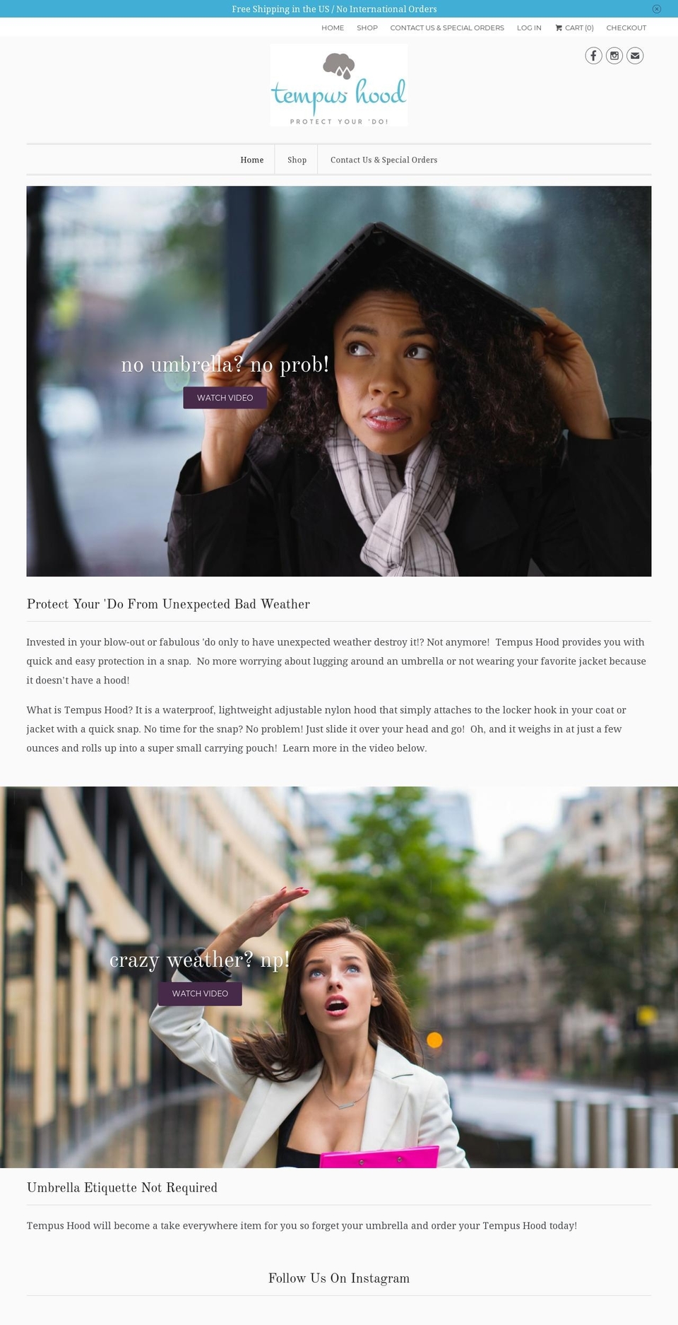 tempushood.com shopify website screenshot