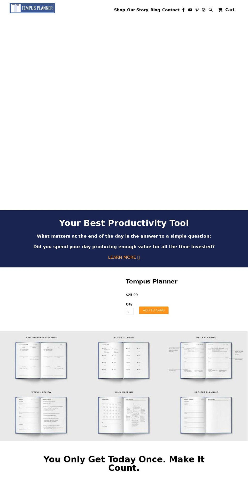tempusplanner.com — Shopify storefront screenshot