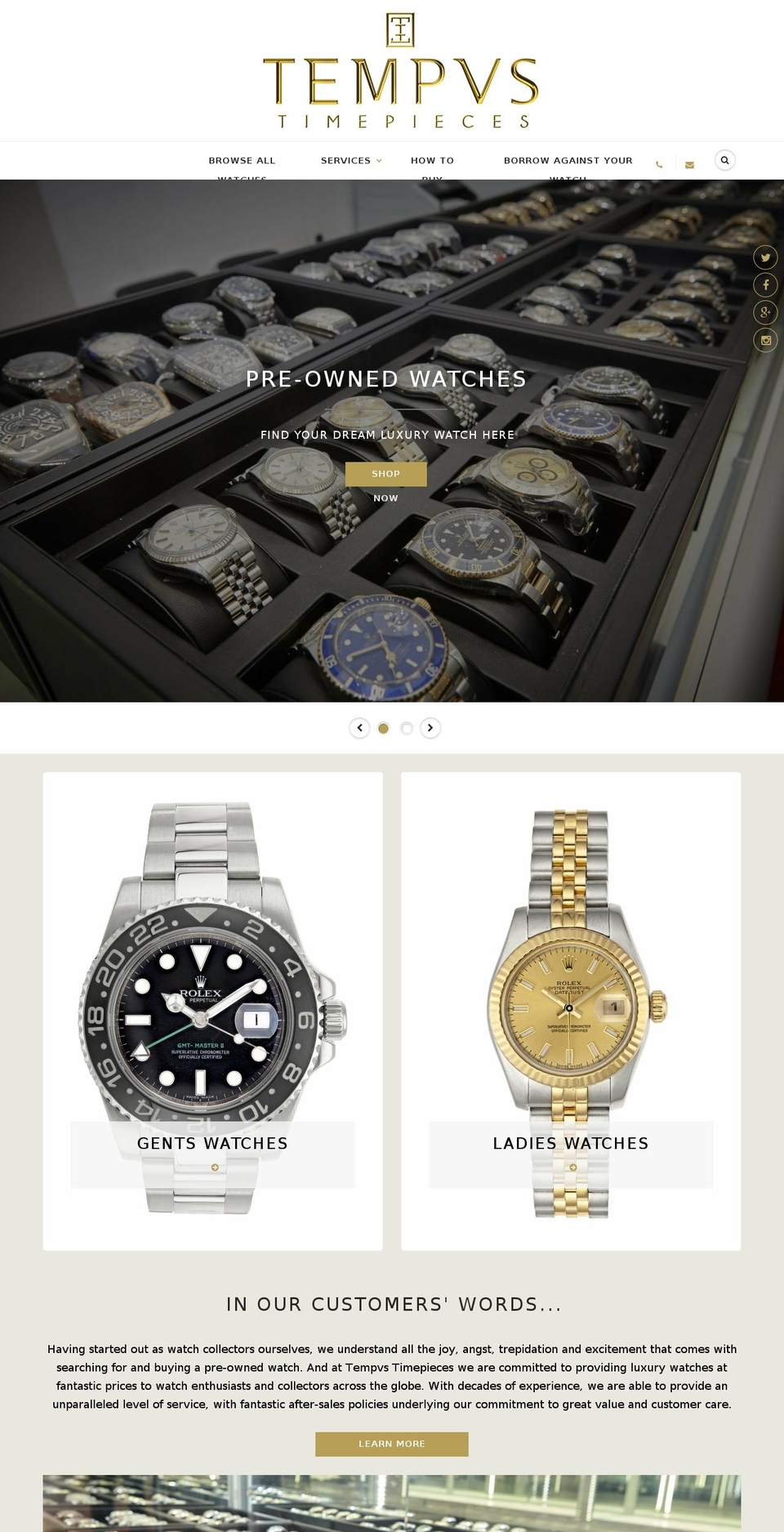 tempvstimepieces.com — Shopify storefront screenshot