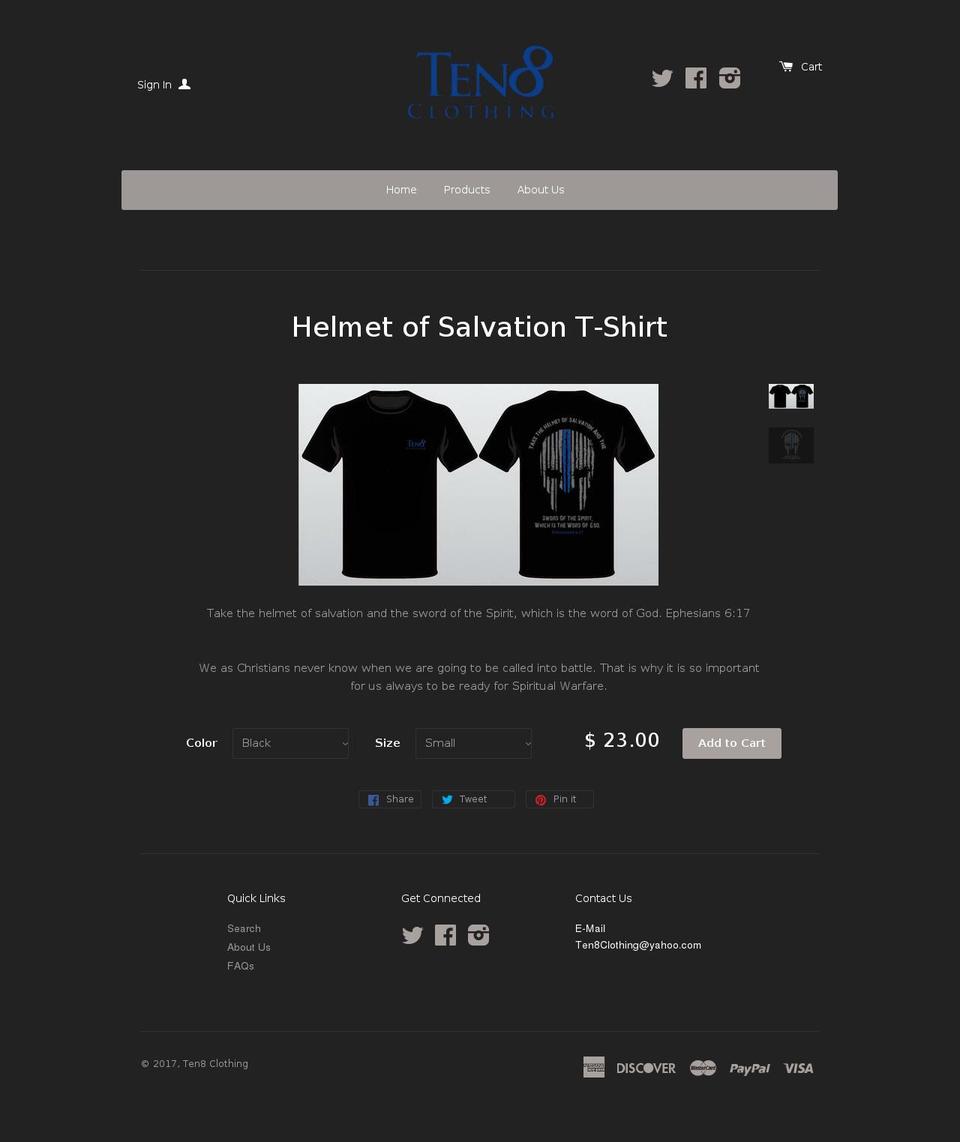 ten8clothing.com shopify website screenshot