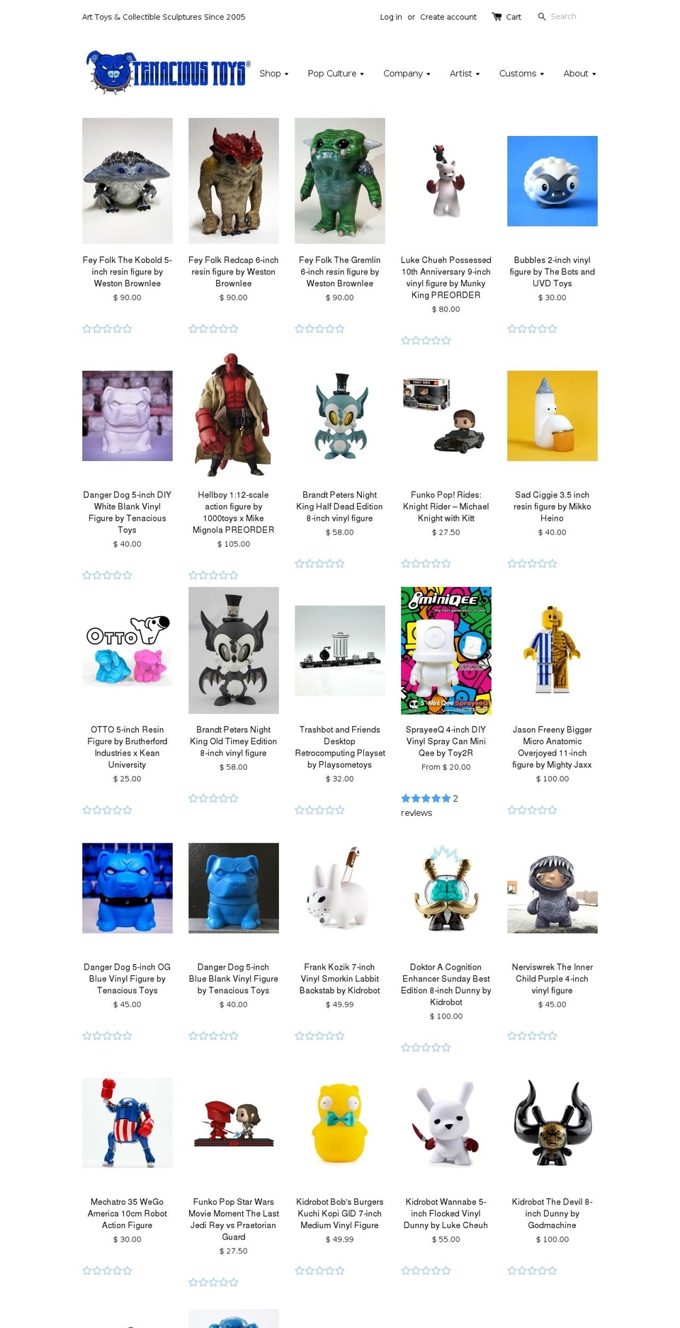 tenacious.toys shopify website screenshot