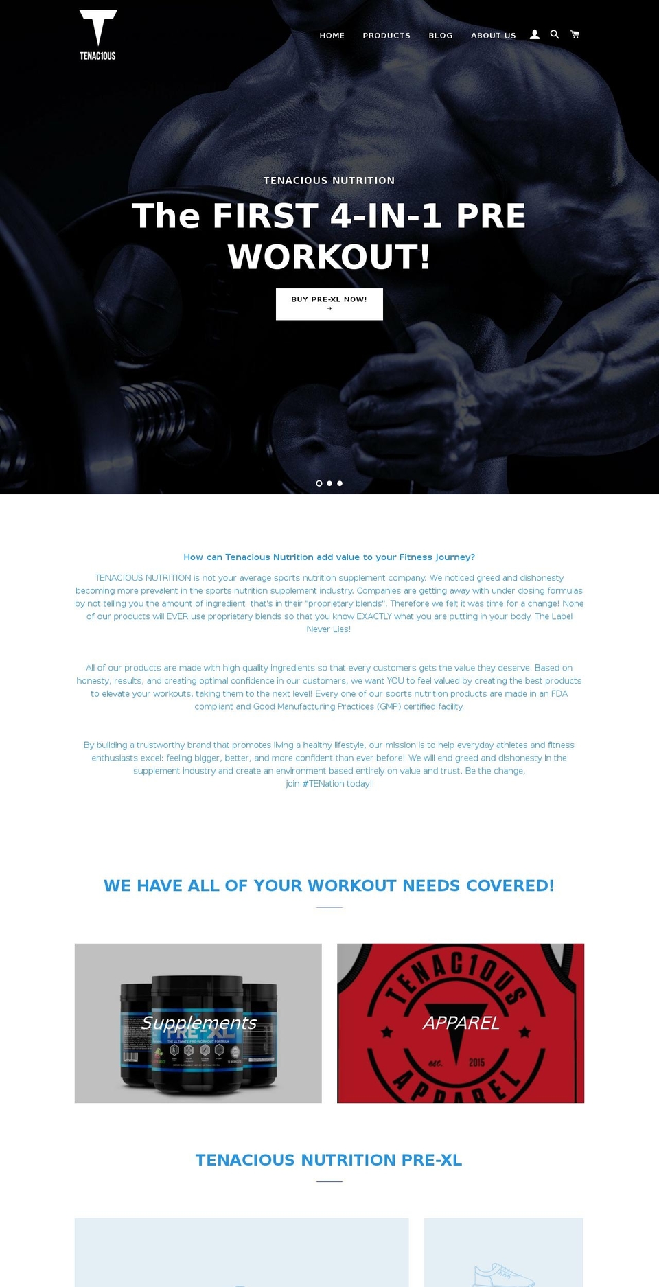 tenaciousnutrition.com shopify website screenshot