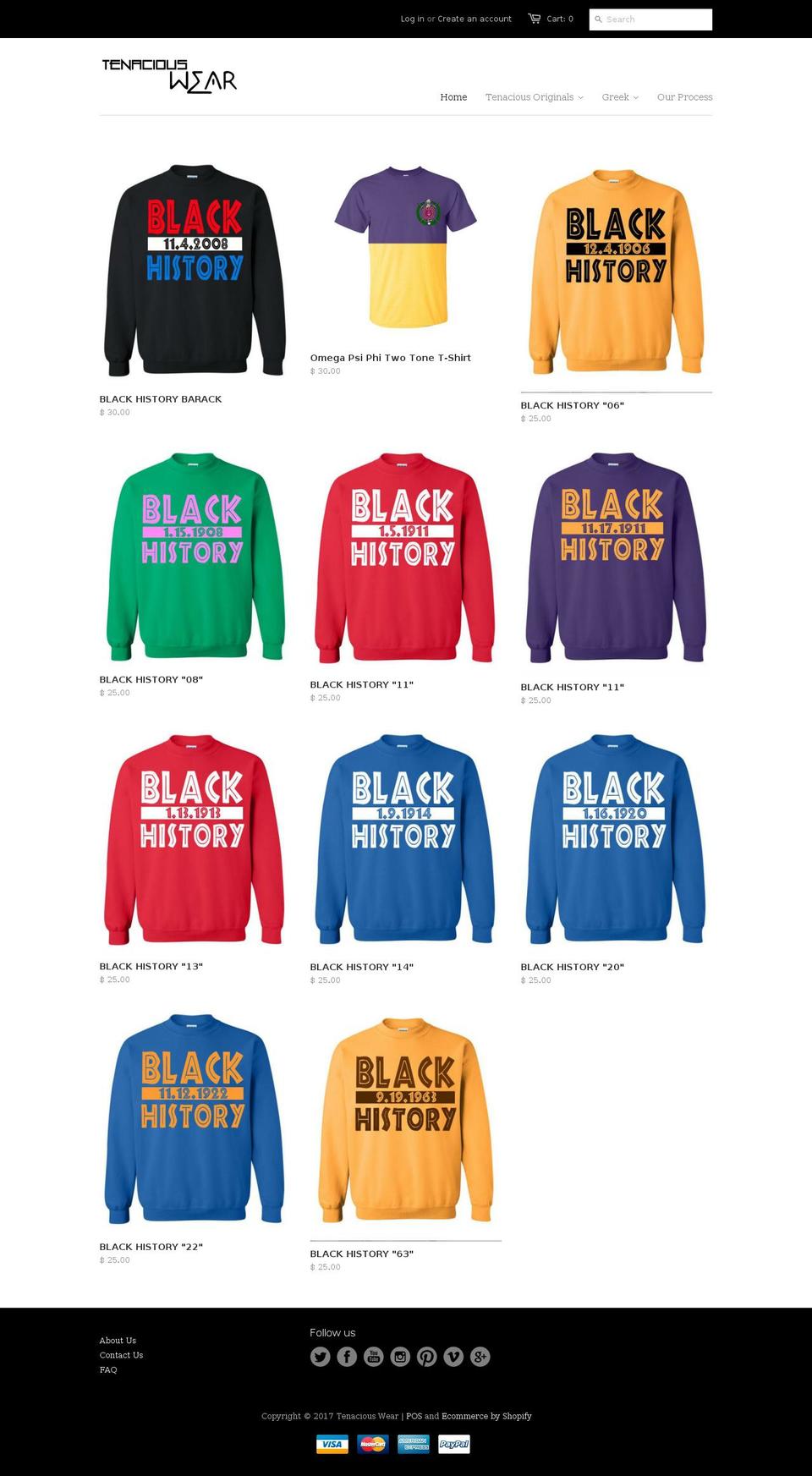 tenaciouswear.com shopify website screenshot