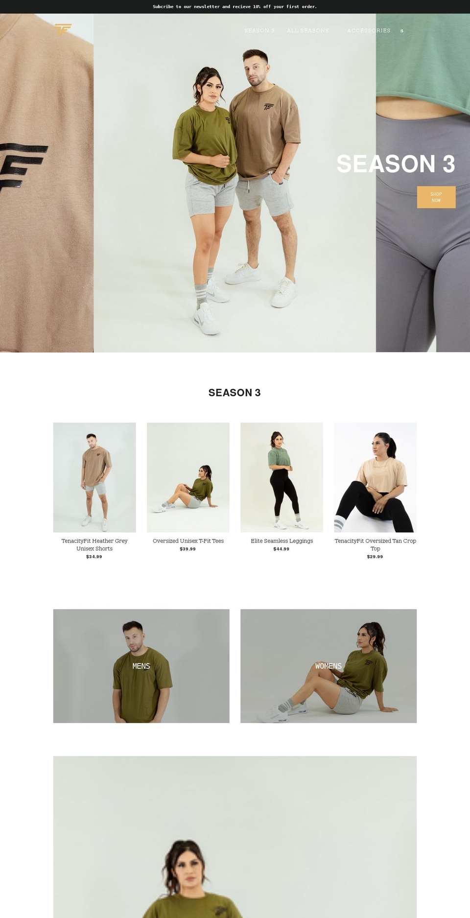 tenacityfit-athletics.com shopify website screenshot