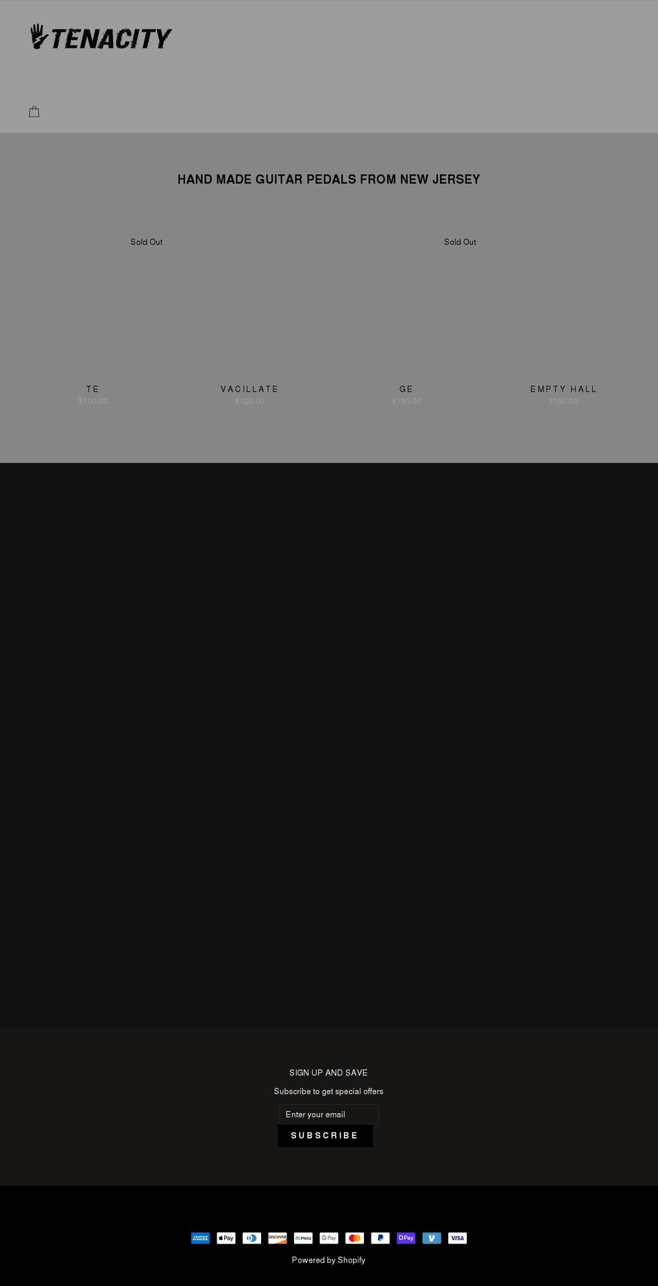 tenacitypedals.com shopify website screenshot