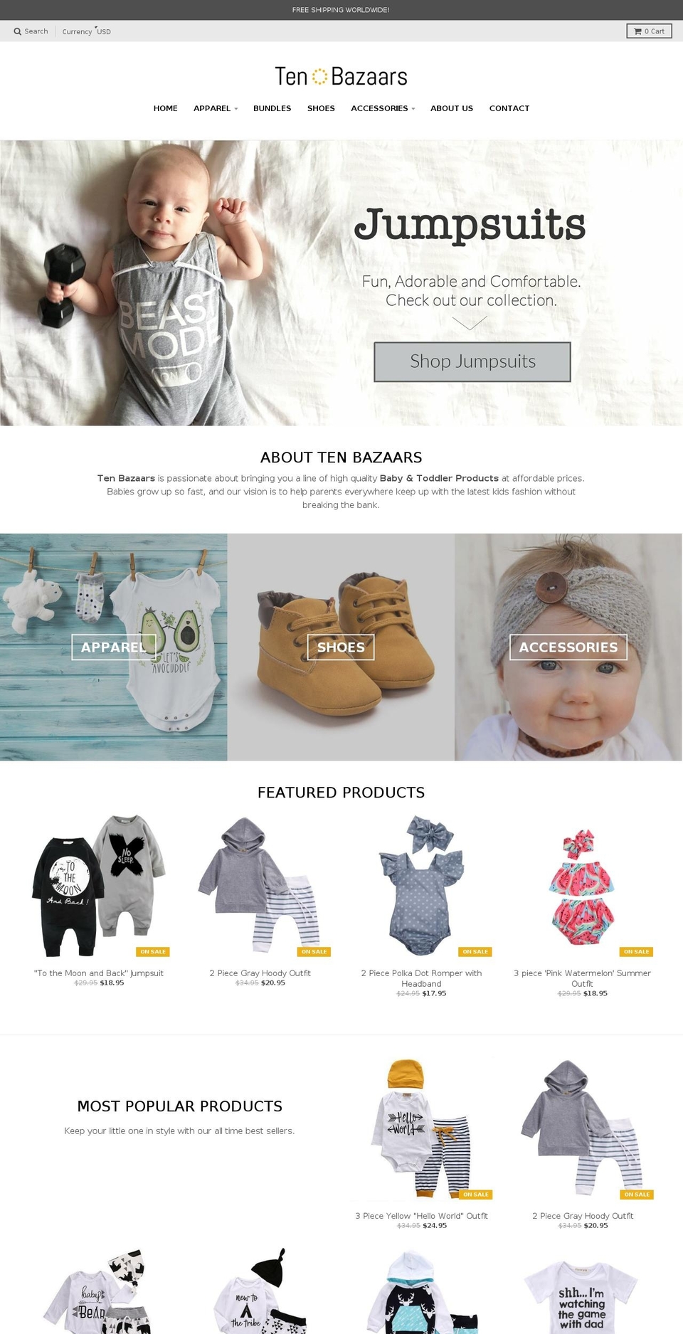 tenbazaars.com shopify website screenshot