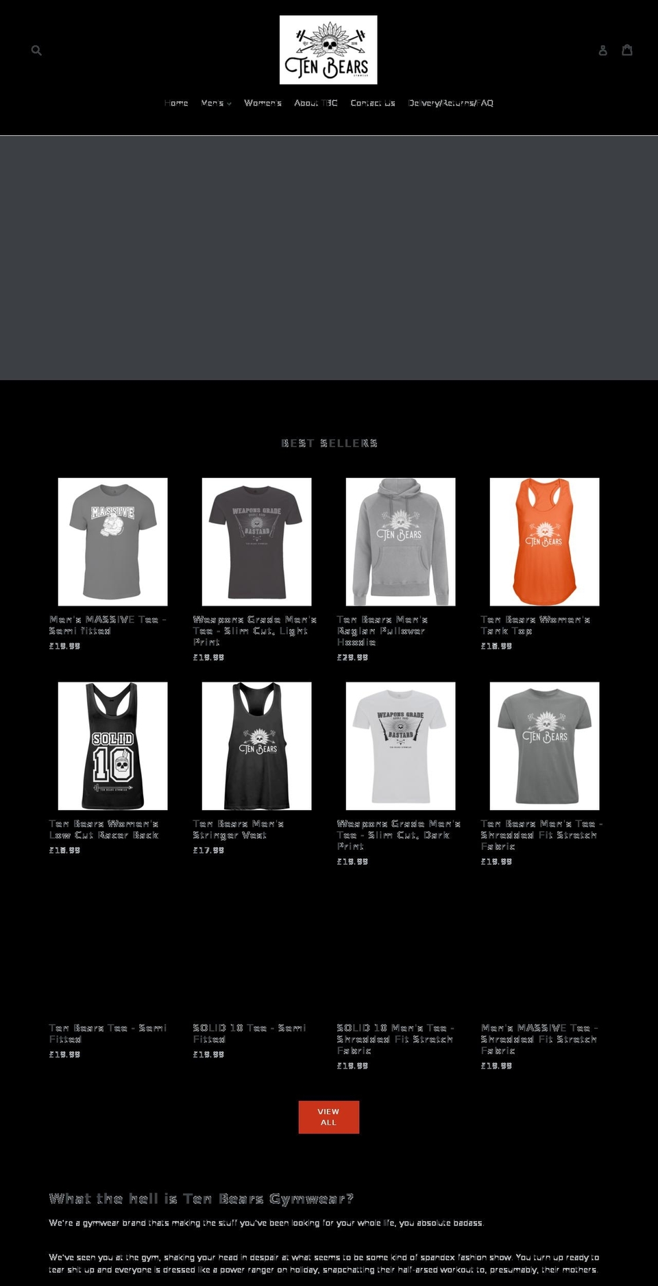 tenbearsgymwear.com — Shopify storefront screenshot
