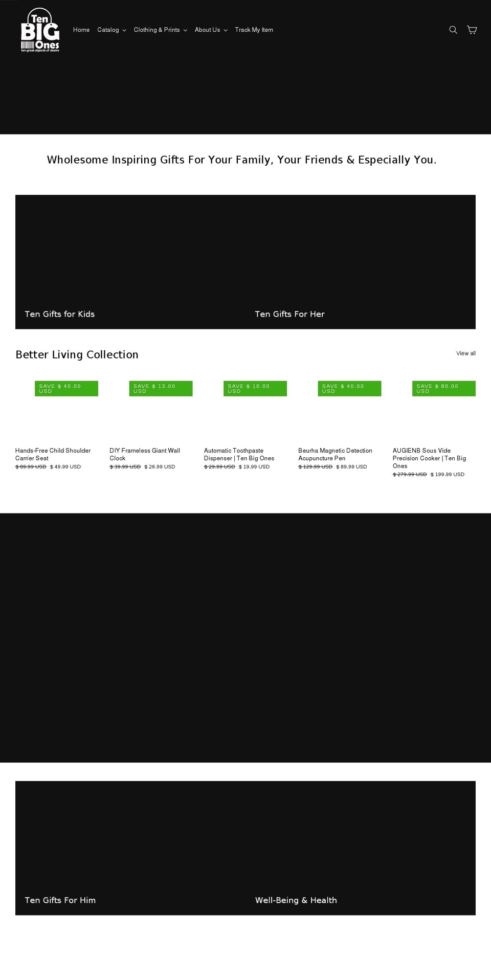 tenbigones.com — Shopify storefront screenshot