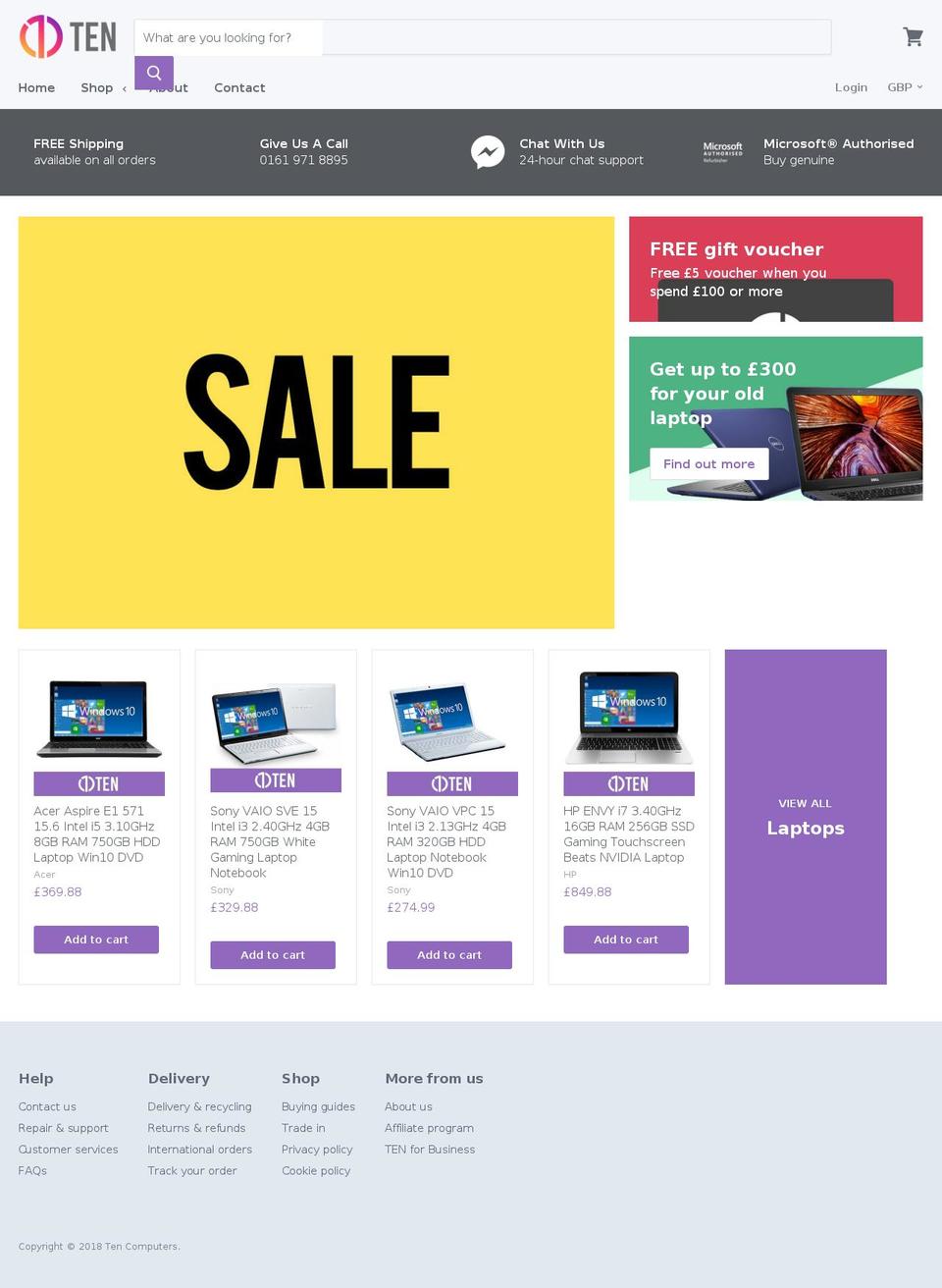 tencomputers.com — Shopify storefront screenshot