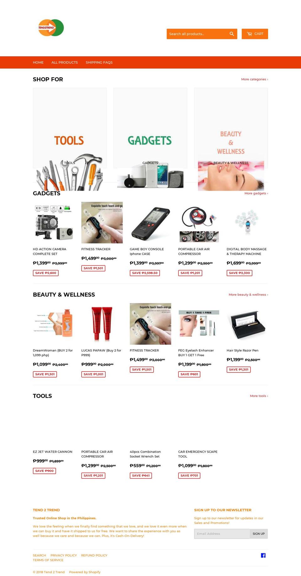 tend2trend.com shopify website screenshot