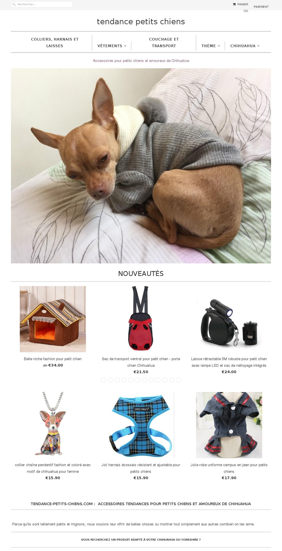 tendance-petits-chiens.com shopify website screenshot