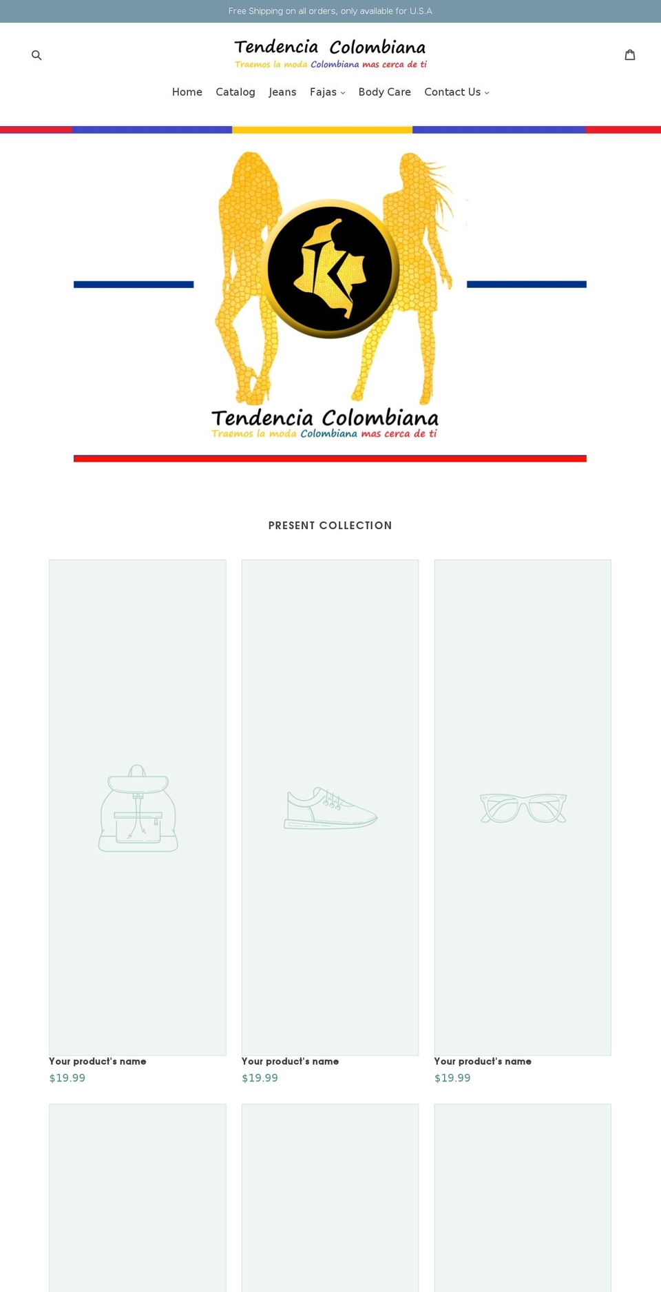 tendenciacolombiana.com — Shopify storefront screenshot
