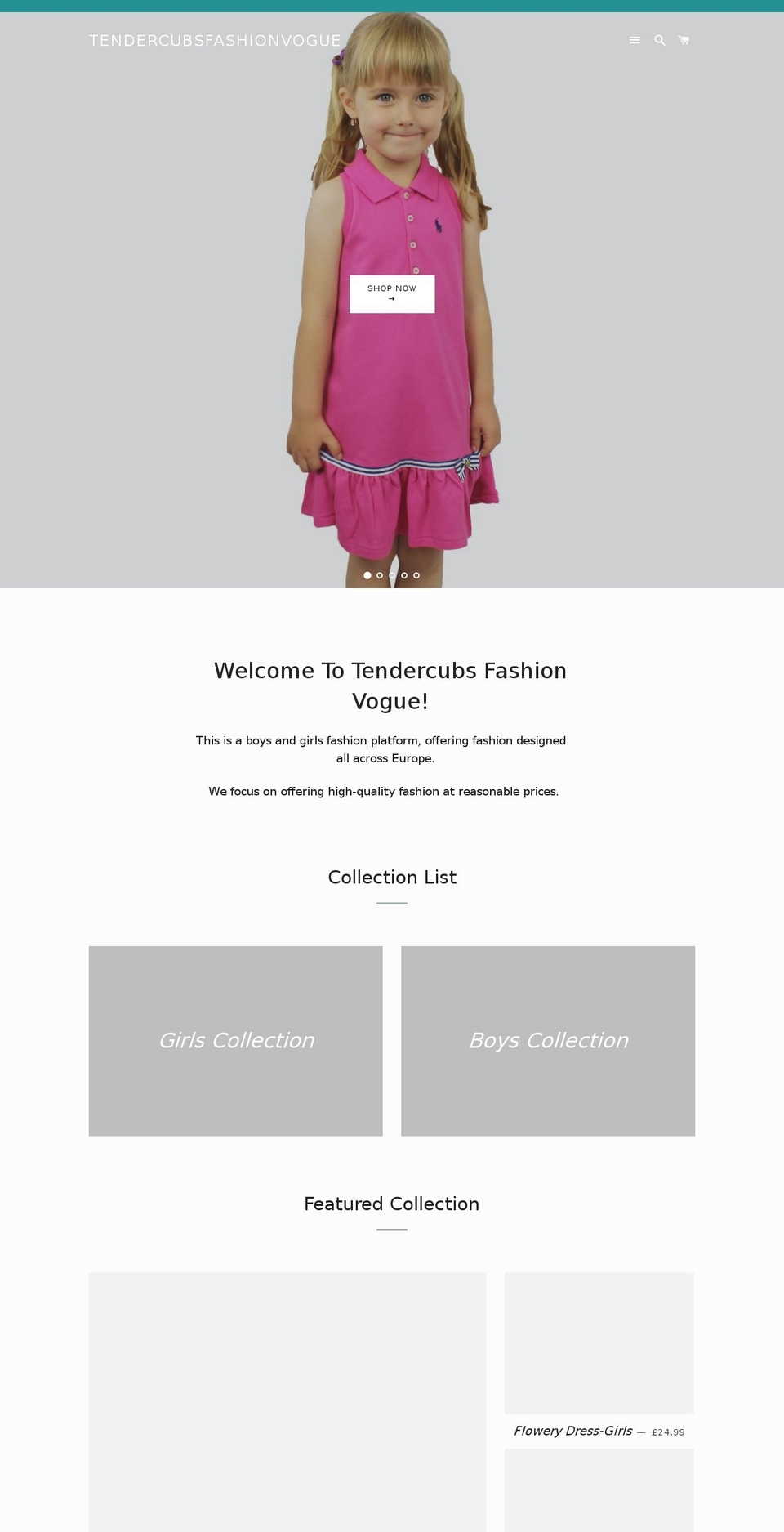 tendercubsfashionvogue.com shopify website screenshot