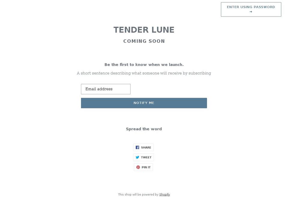 tenderlune.com shopify website screenshot