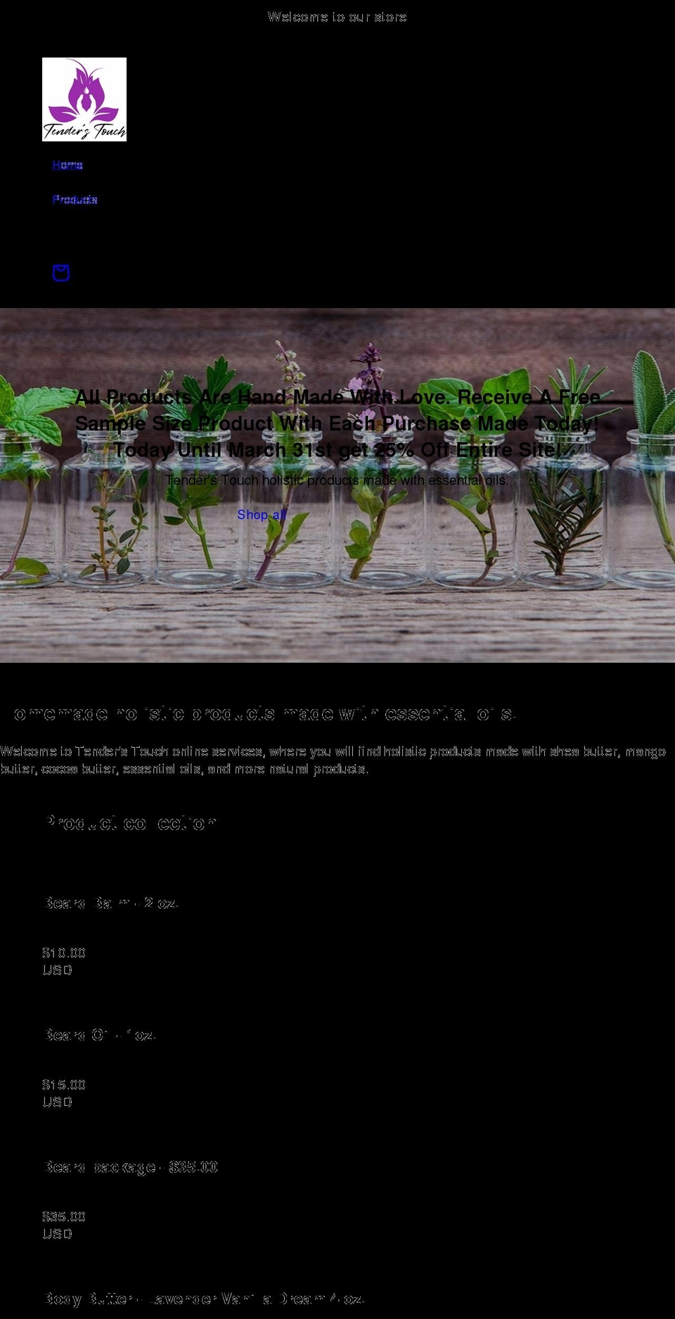 tenderstouch.com shopify website screenshot