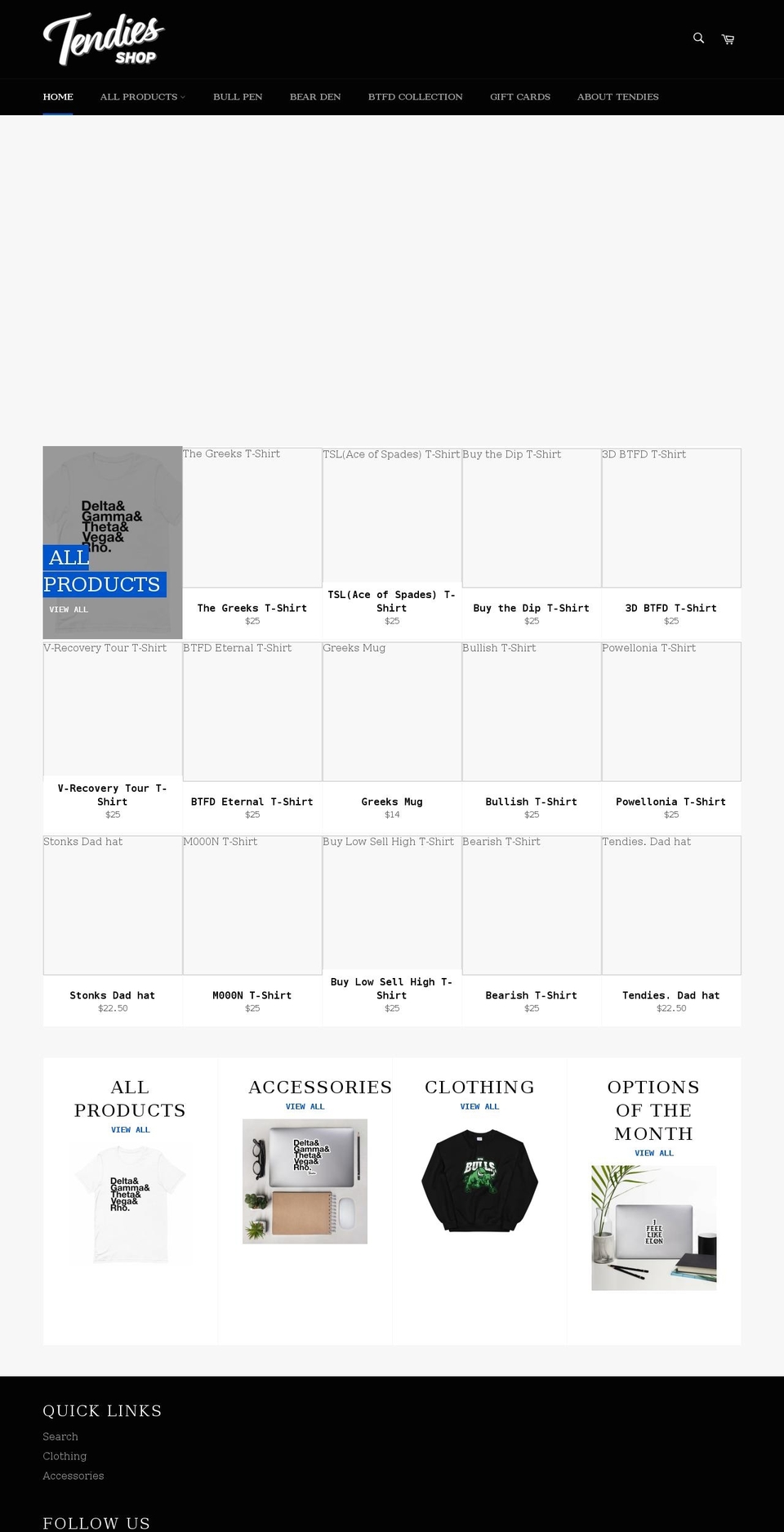 tendies.shop shopify website screenshot