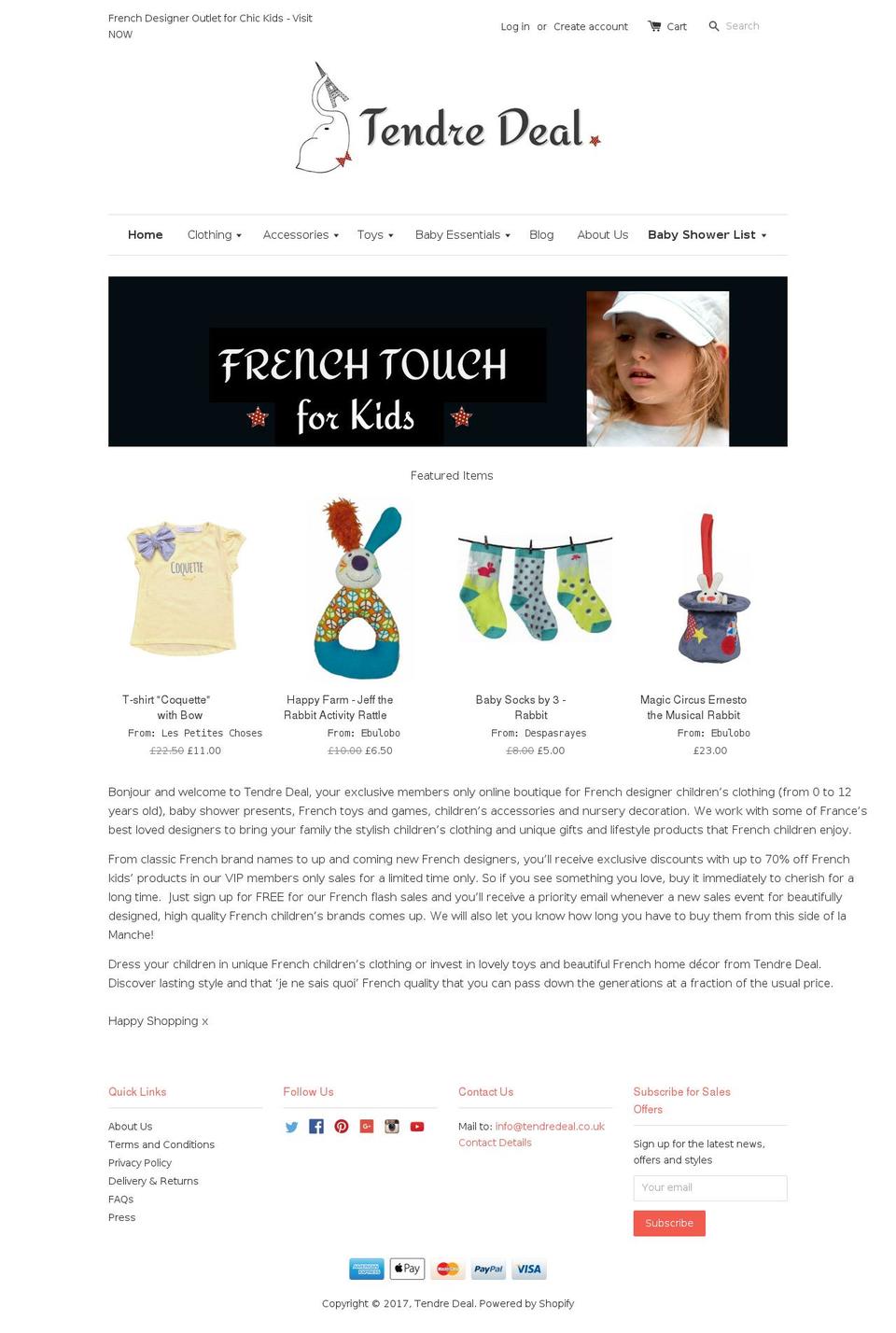 tendredeal.com shopify website screenshot