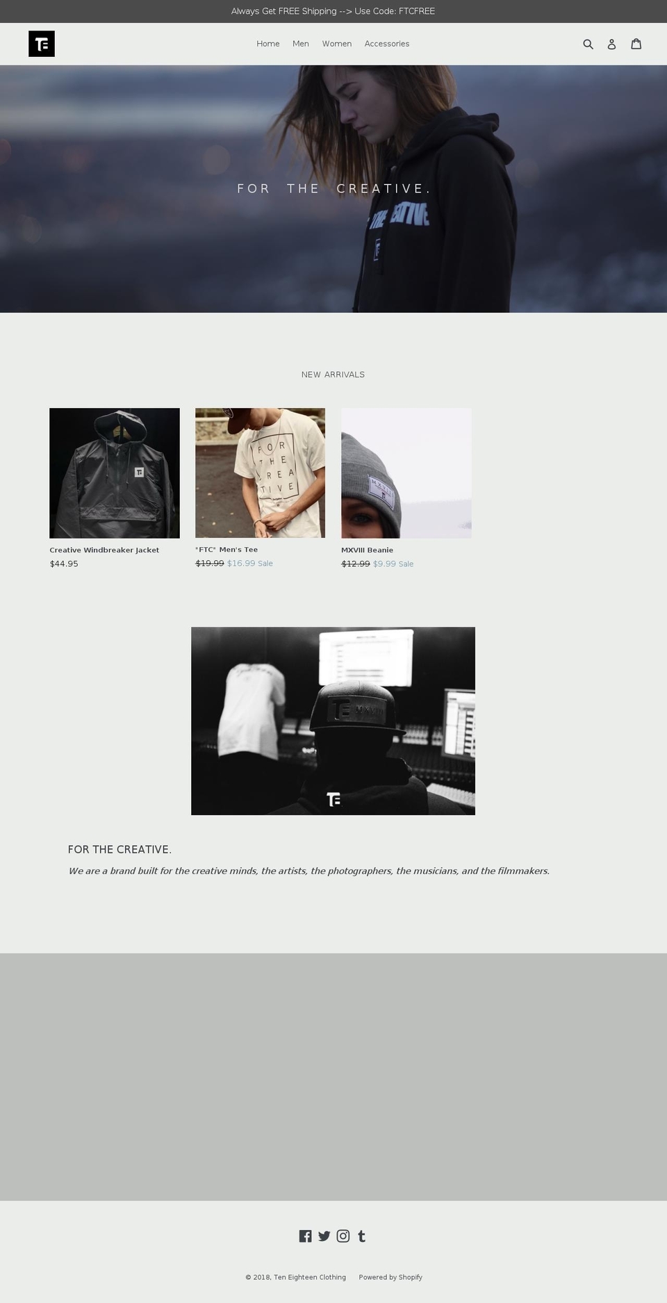 teneighteenclothing.com — Shopify store on .com