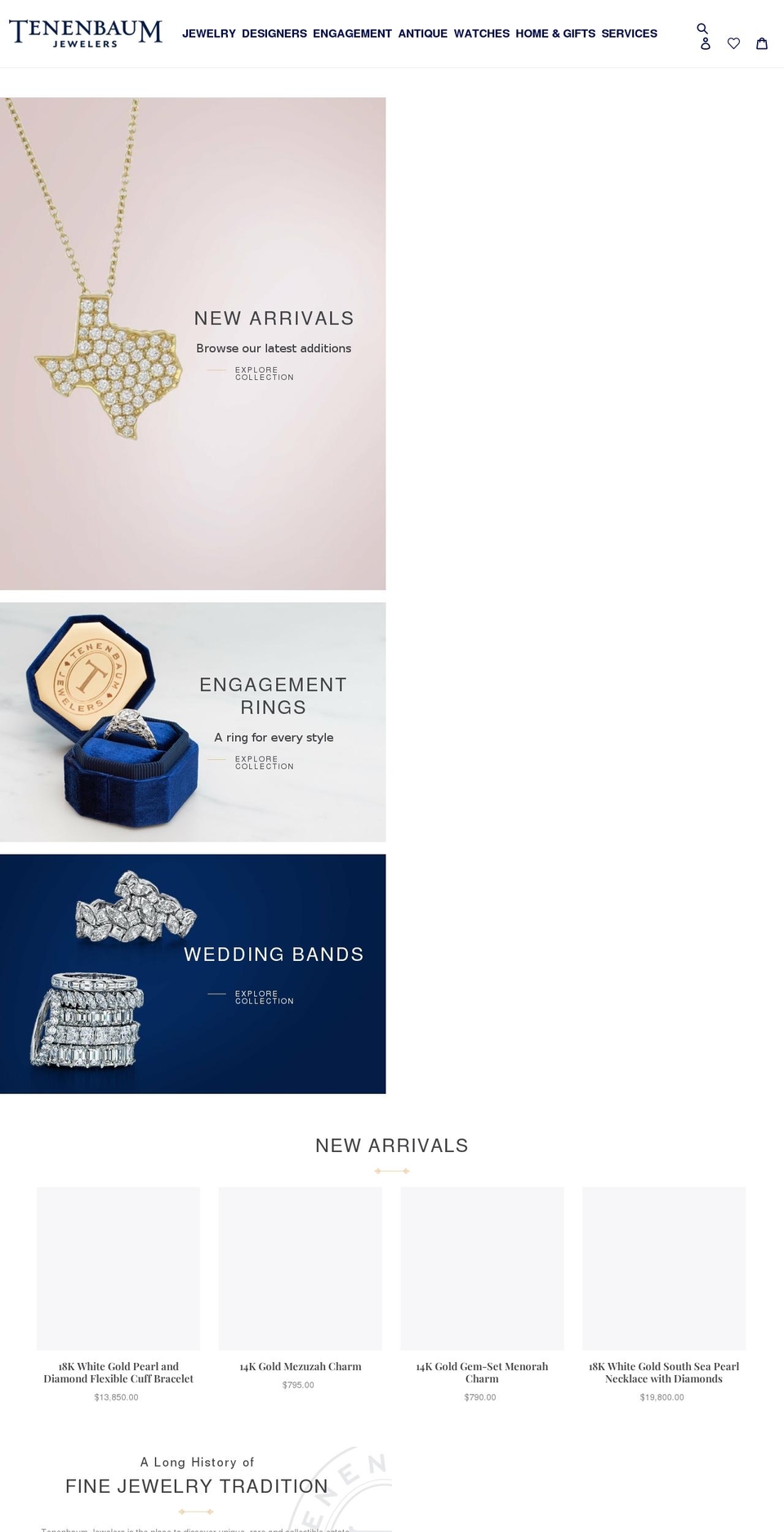 tenenbaumjewelers.com shopify website screenshot