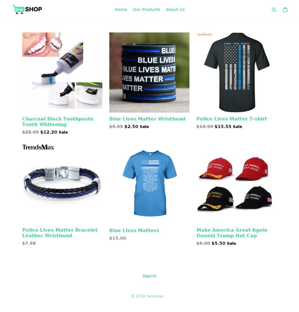 teneshop.com shopify website screenshot