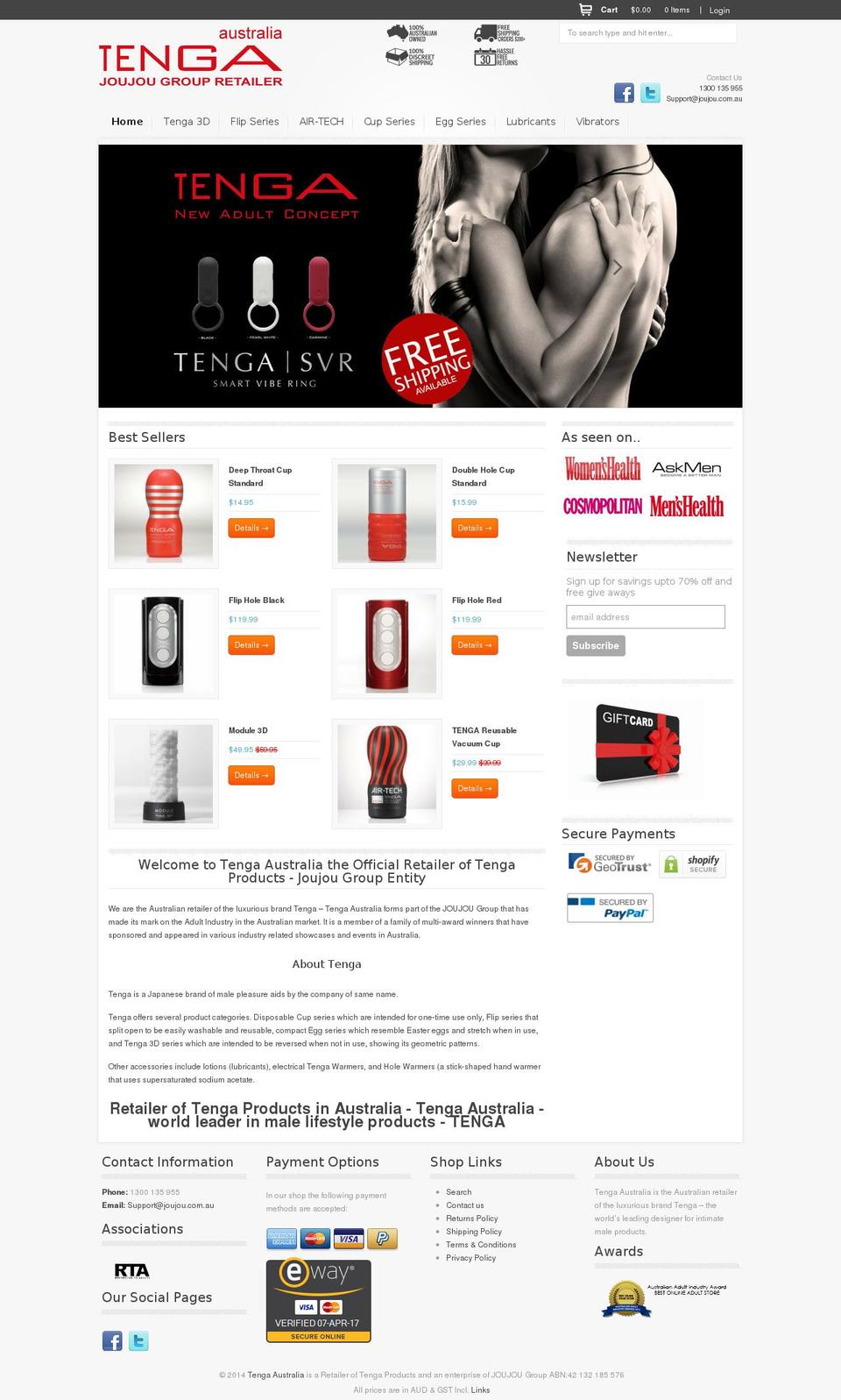 tenga-australia.com.au shopify website screenshot