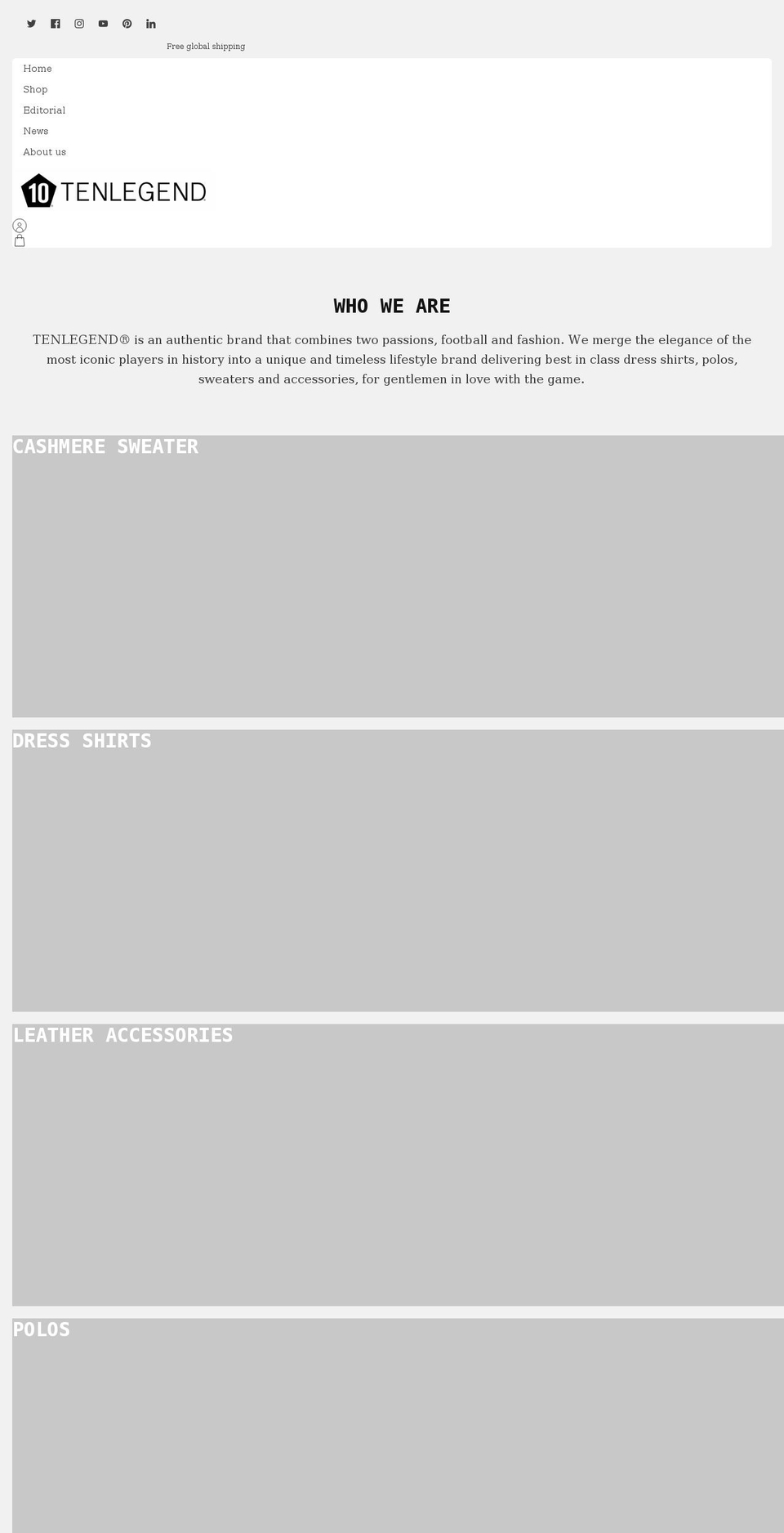 tenlegend.com shopify website screenshot