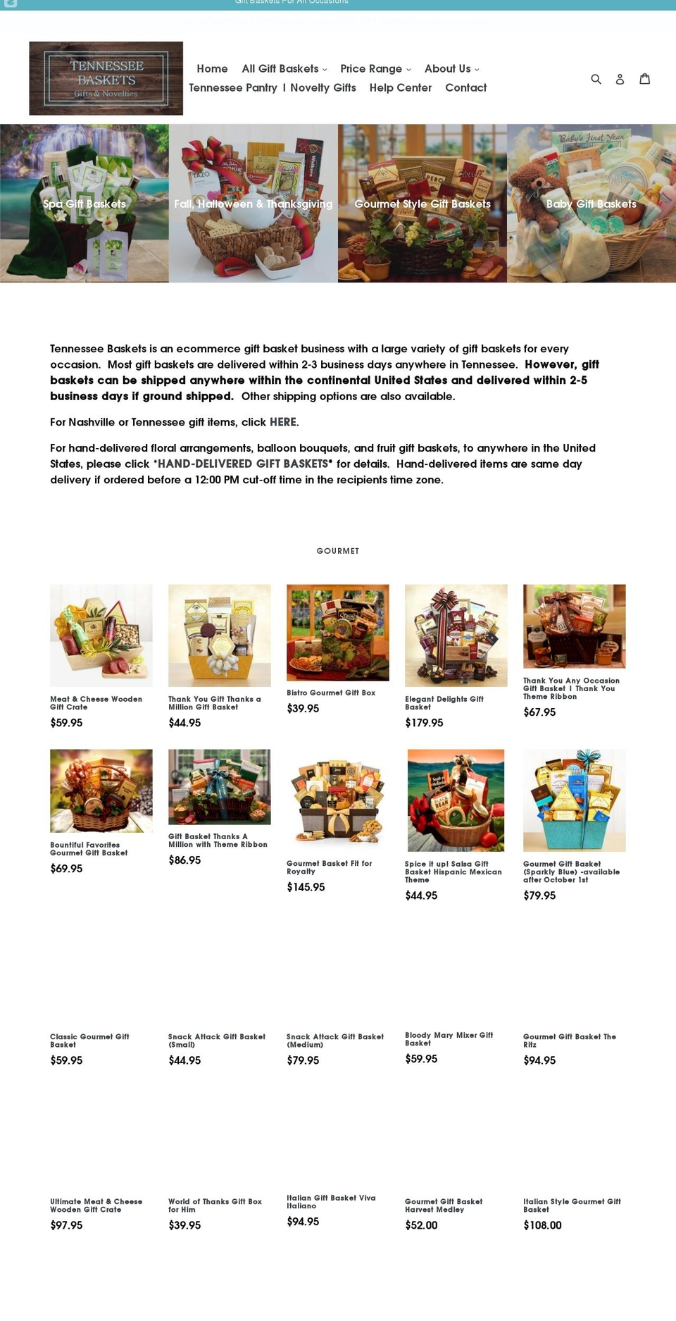 tennesseebaskets.com — Shopify storefront screenshot