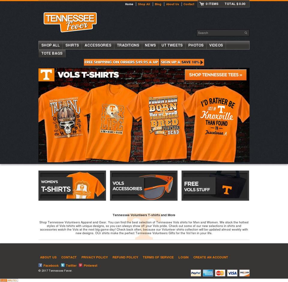 tennesseefever.net shopify website screenshot