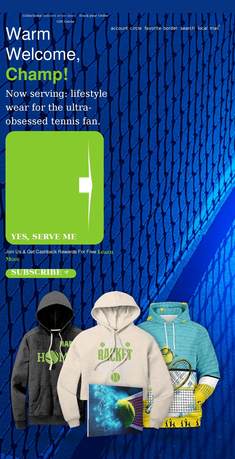 tennisaholic.com shopify website screenshot