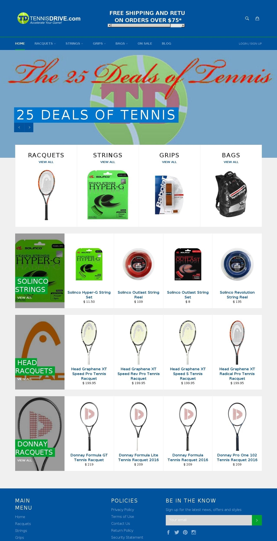 tennisdrive.com shopify website screenshot
