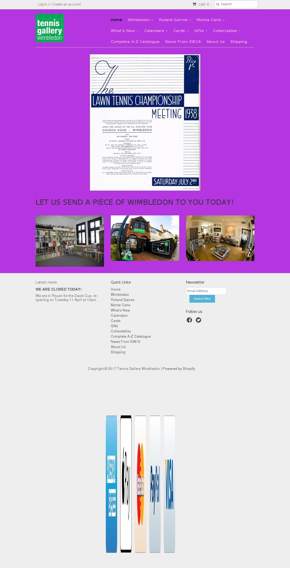 tennisgallerywimbledon.com shopify website screenshot