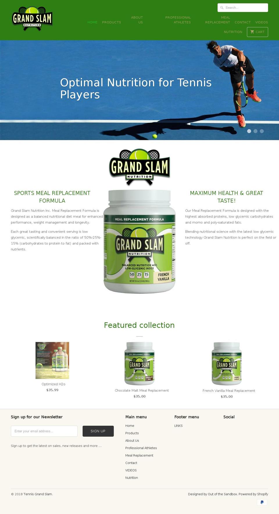 tennisgrandslam.net shopify website screenshot