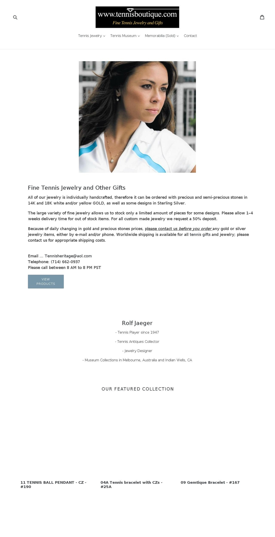 tennisheritage.com — Shopify storefront screenshot