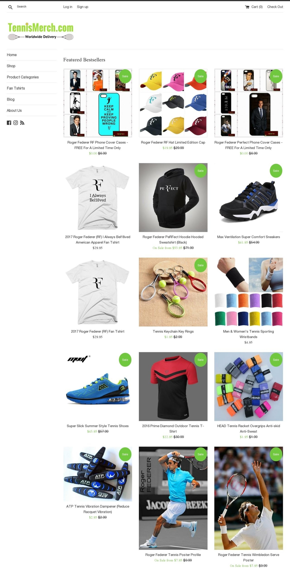 tennismerch.com shopify website screenshot