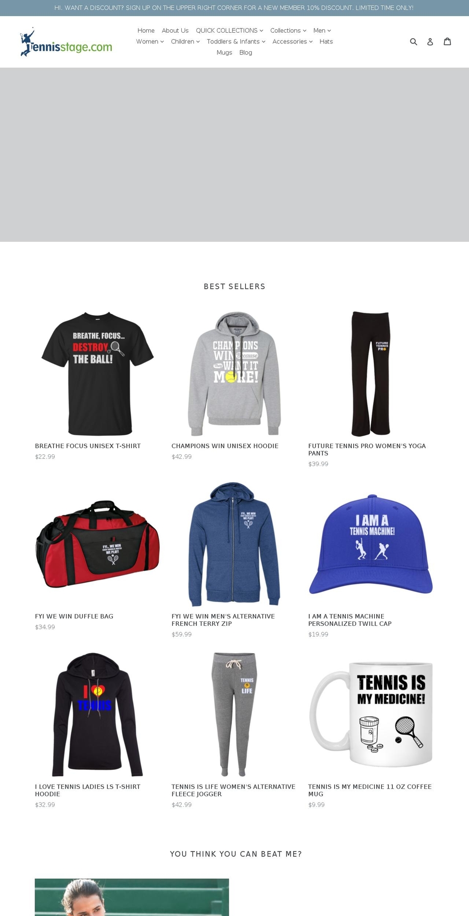 tennisstage.com — Shopify storefront screenshot