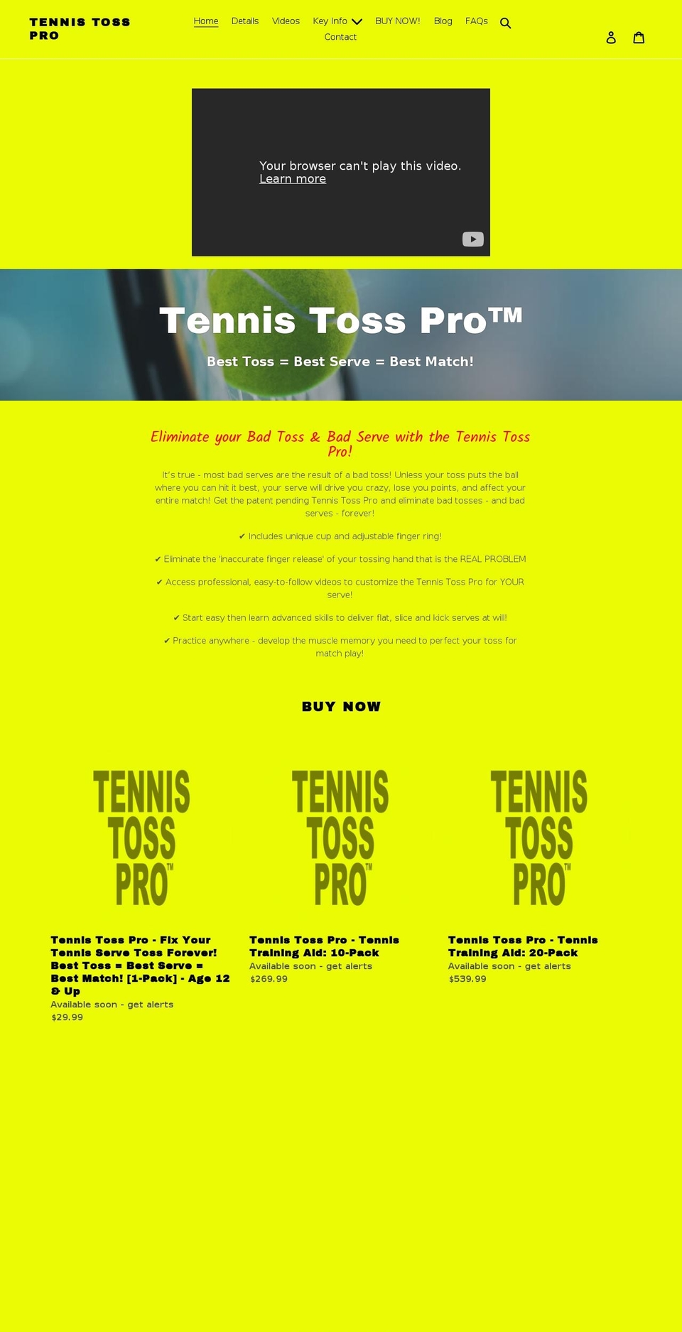 tennistosspro.com shopify website screenshot