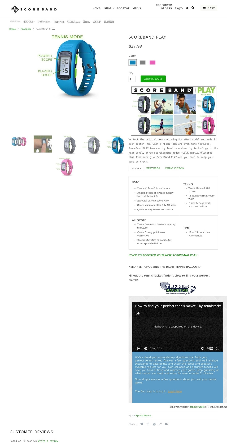 tenniswatch.net shopify website screenshot